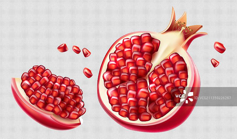 卡通掰开的石榴水果图片素材