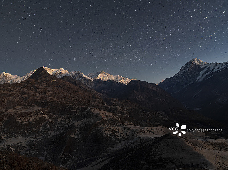 印度锡金宗里拉夜空山景图片素材