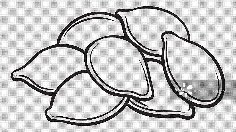 黑白线条手绘风南瓜子图片素材