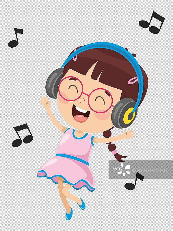 听音乐的女孩卡通高清png免抠元素图片素材