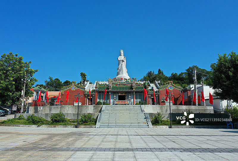 广东省汕尾市陆丰市碣石镇浅澳村天后宫航拍图片素材