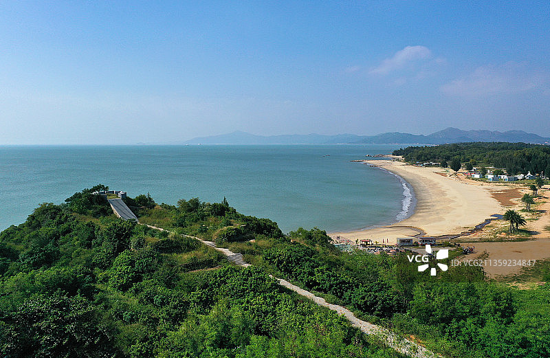 广东省汕尾市陆丰市碣石镇浅澳村天后宫航拍图片素材