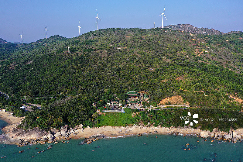 广东省汕尾市陆丰市观音岭水月宫航拍图片素材