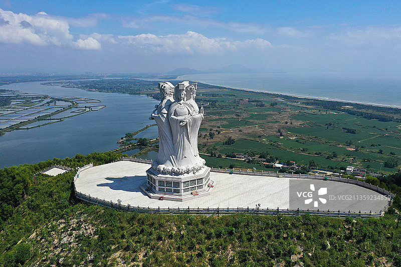 广东省汕尾市海丰县大湖镇大德妈祖庙旅游区航拍图片素材