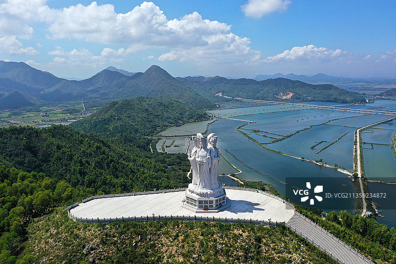 广东省汕尾市海丰县大湖镇大德妈祖庙旅游区航拍图片素材