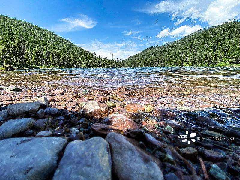 蒙大拿州米申山湖泊风光，美国图片素材