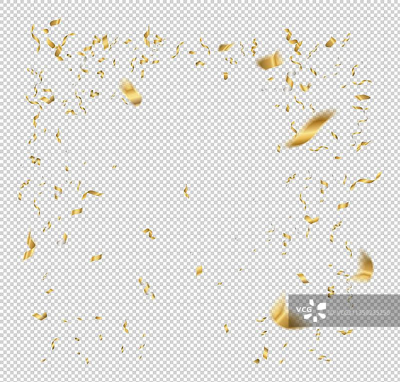 卡通漫天飞舞的金色彩带元素图片素材