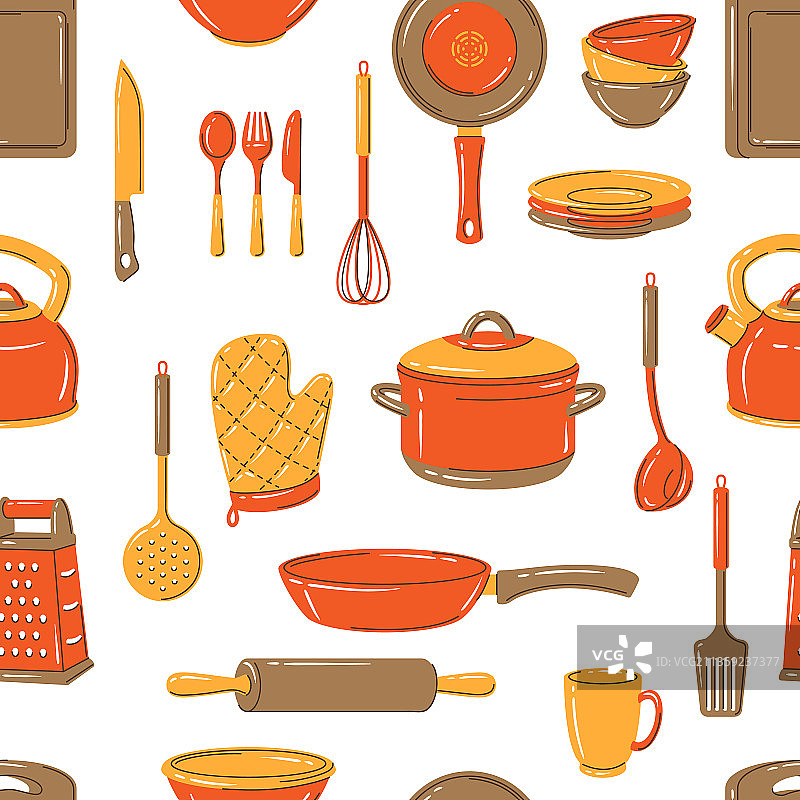 厨房用具烹饪无缝图案图片素材