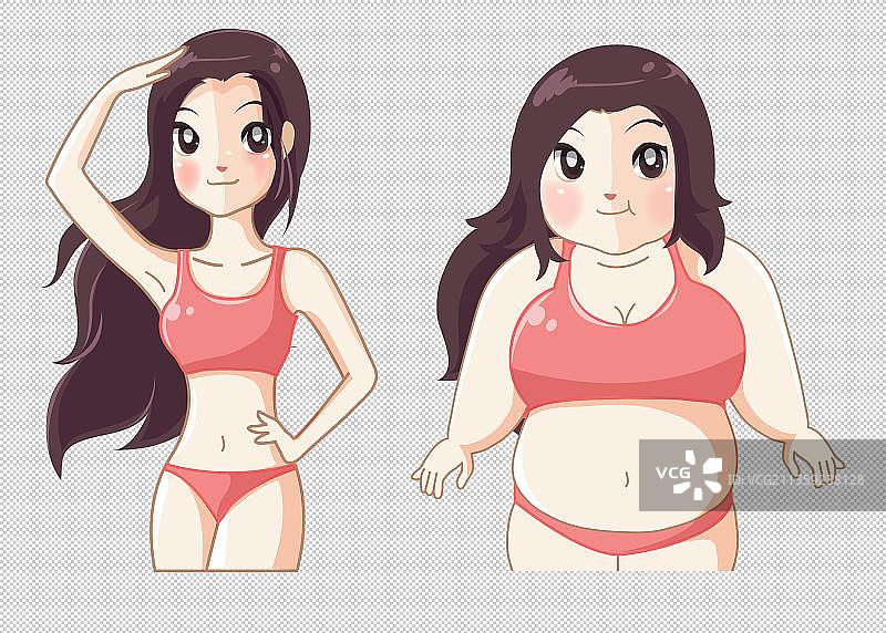 女孩的瘦身对比图图片素材