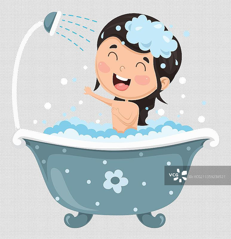 玩耍泡澡的女孩图片素材