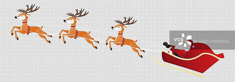 麋鹿拉着雪橇的元素图片素材