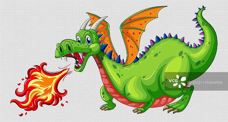 会喷火的绿色恐龙元素图片素材