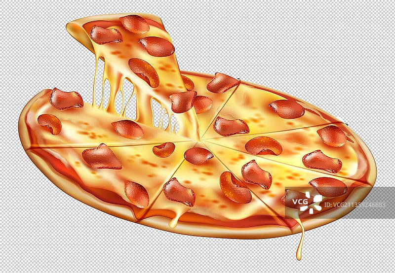 卡通烤肠芝士披萨元素图片素材