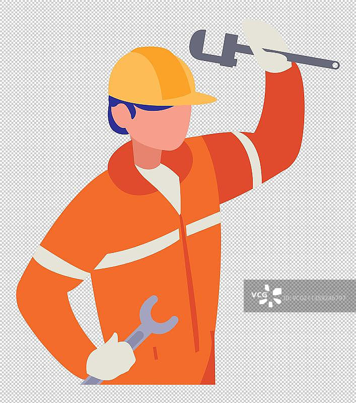 卡通拿着工具的工人图片素材