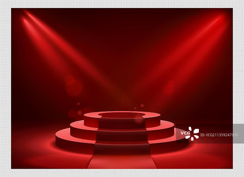 红色舞台灯光效果元素图片素材