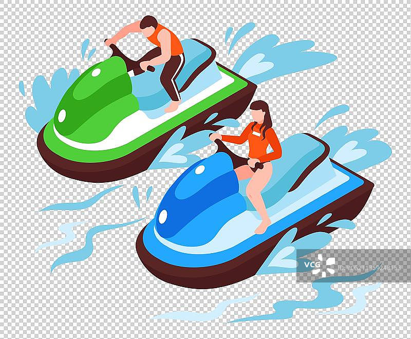 水上开车比赛的两个人图片素材