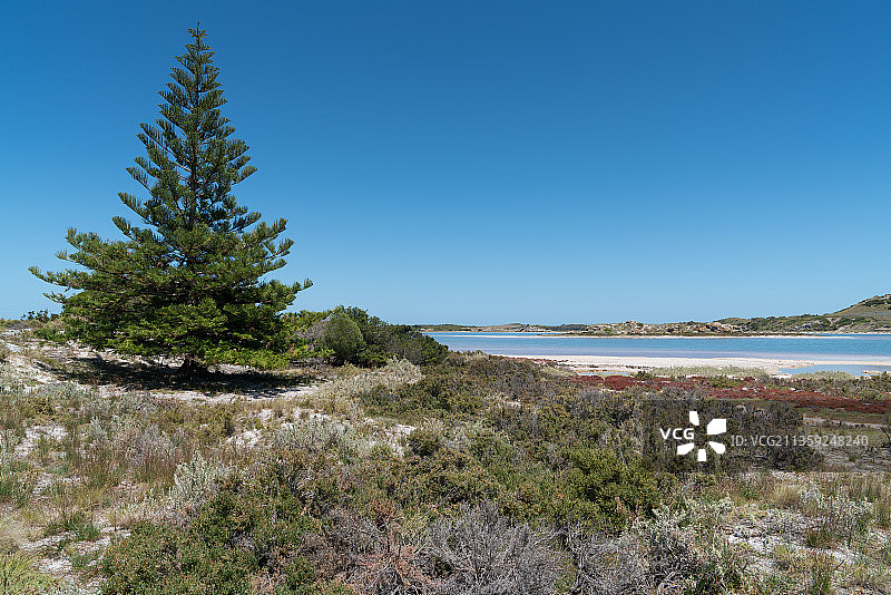湛蓝的天空衬托着大海的风景图片素材
