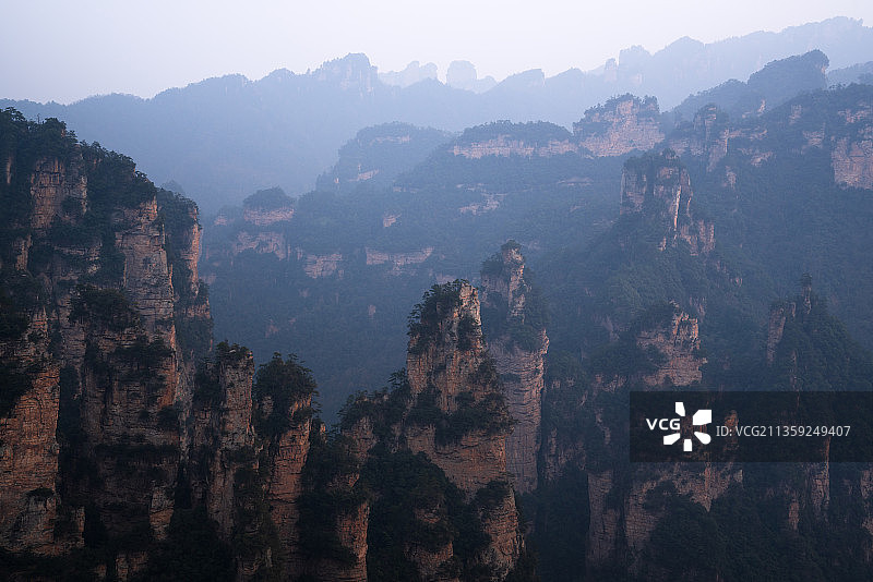 中国，树木和山脉全景图片素材