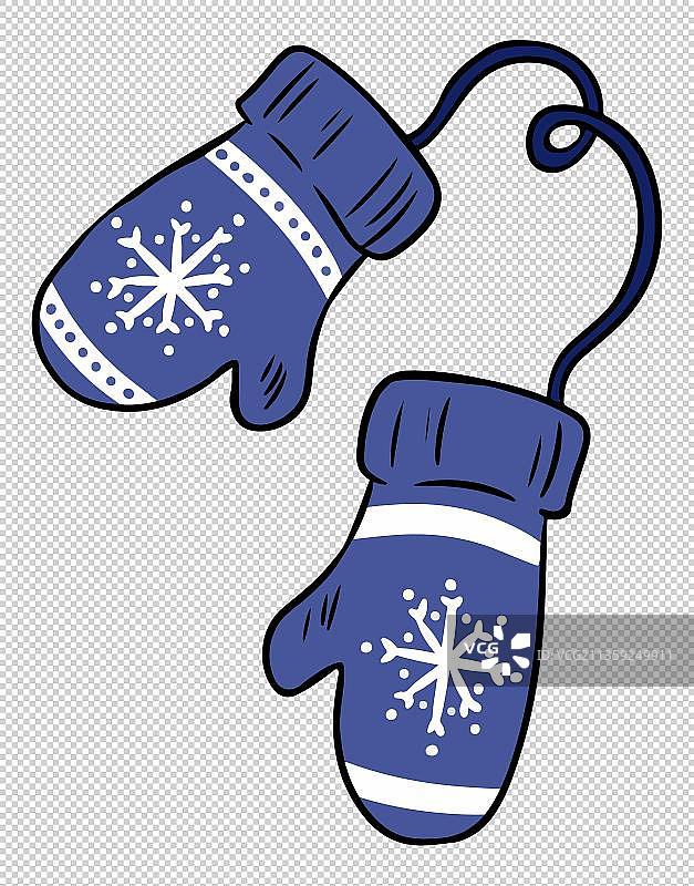 一双蓝色雪花纹手套图片素材