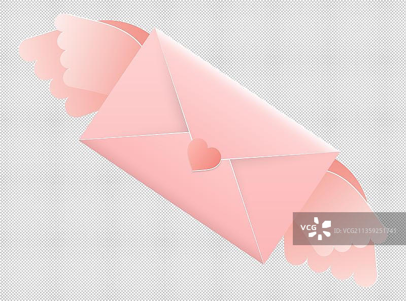 卡通粉色信封元素图片素材