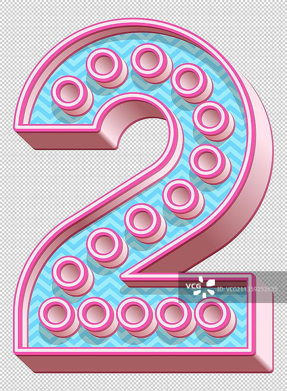 粉色立体数字2元素图片素材