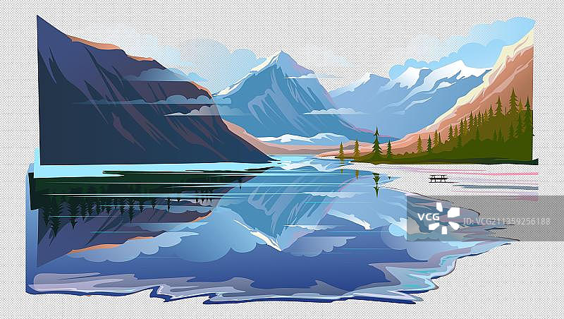 江河冰川山河倒影图片素材