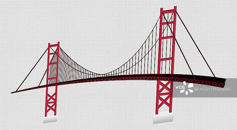 原创手绘桥梁悬索桥图片素材