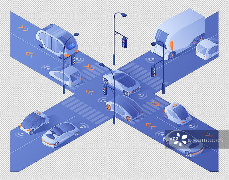 车流纵横的十字路口图片素材