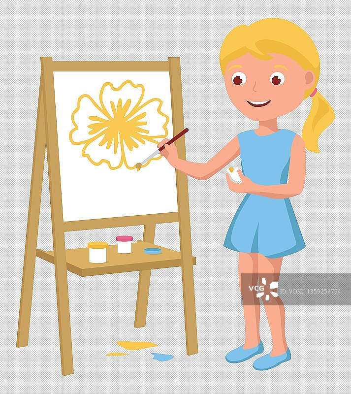 画画画架画板女孩绘画图片素材
