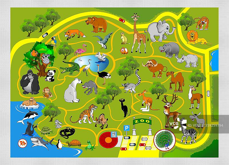 原创动物园路线分布图图片素材