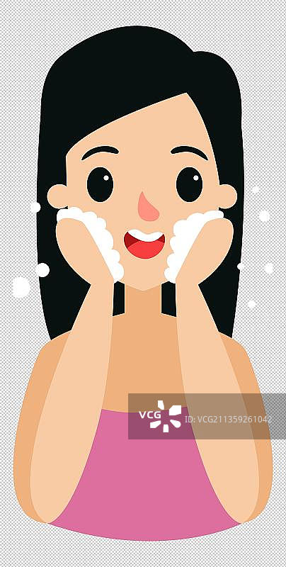 使用洗面奶洗脸的女孩图片素材