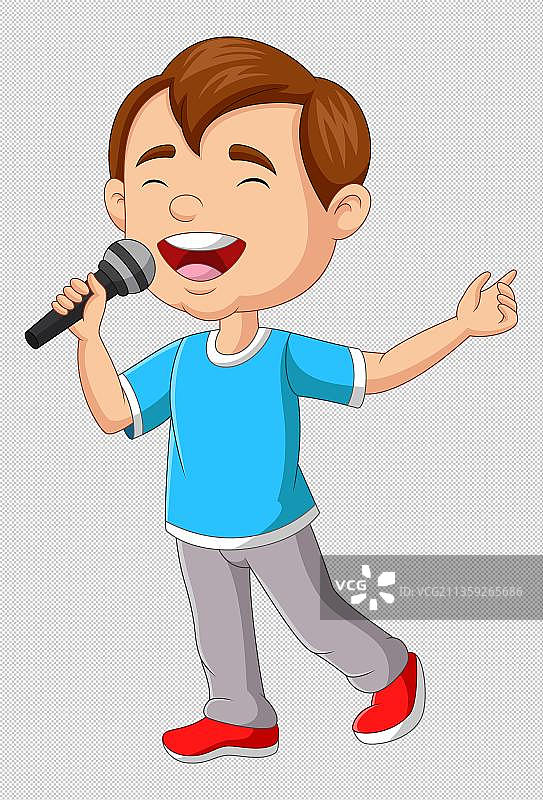 穿着蓝色衣服唱歌的人物图片素材