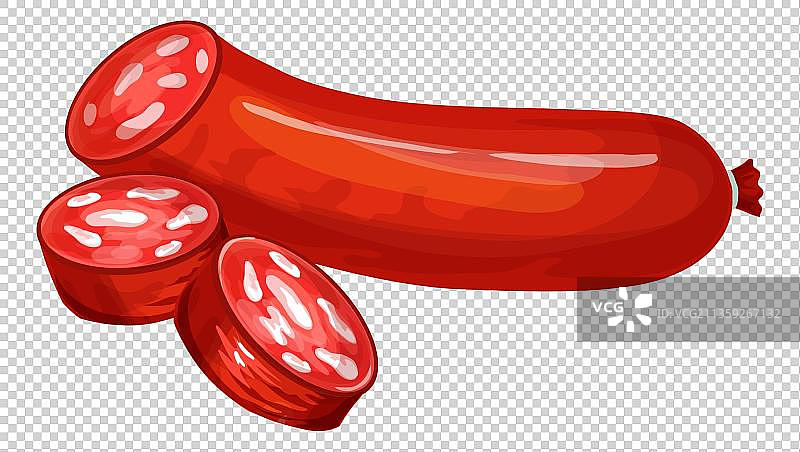 卡通切开的猪肉肠元素图片素材