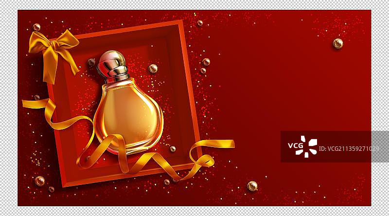 红色背景香水元素图片素材