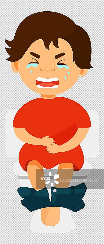 坐在马桶上哭泣的男孩图片素材