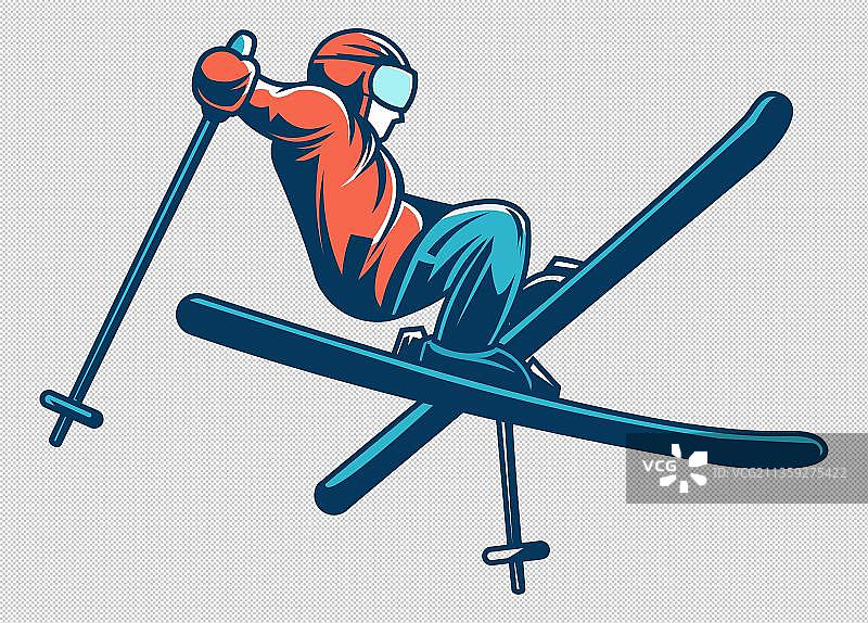 漫画风运动员滑雪元素图片素材