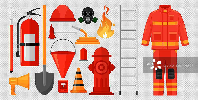 卡通消防必备用品元素图片素材