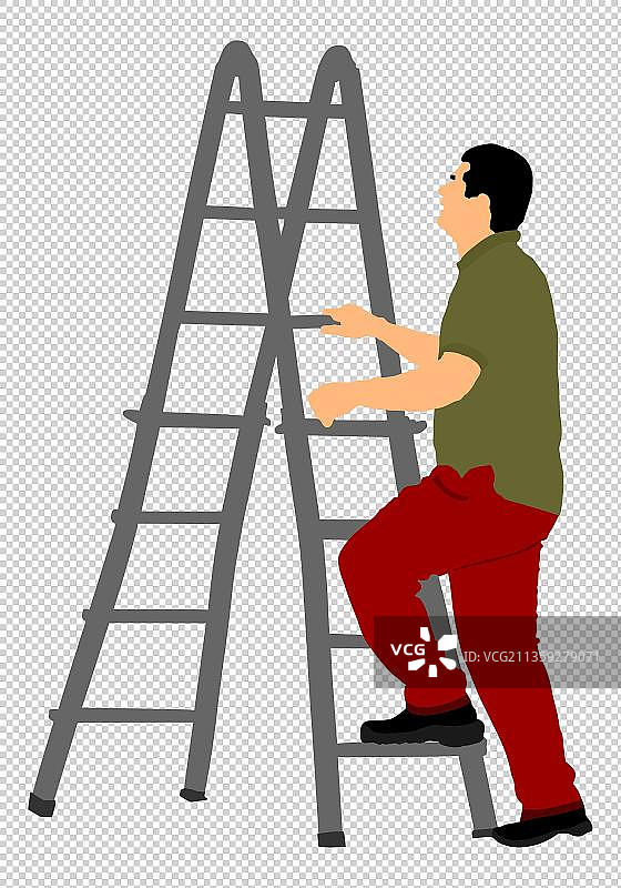 爬梯子的男性图片素材