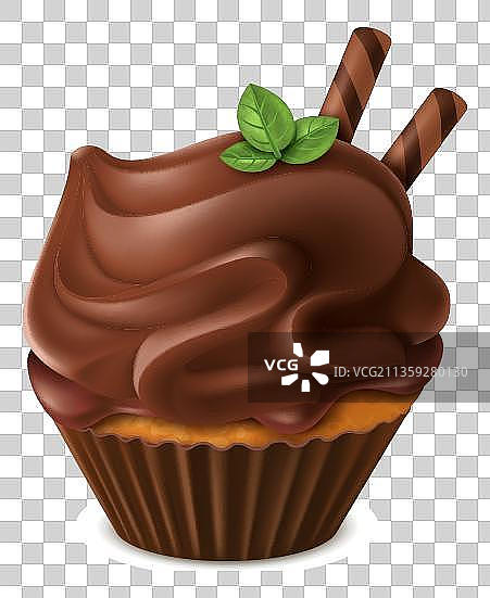 巧克力脆饼干纸杯蛋糕元素图片素材