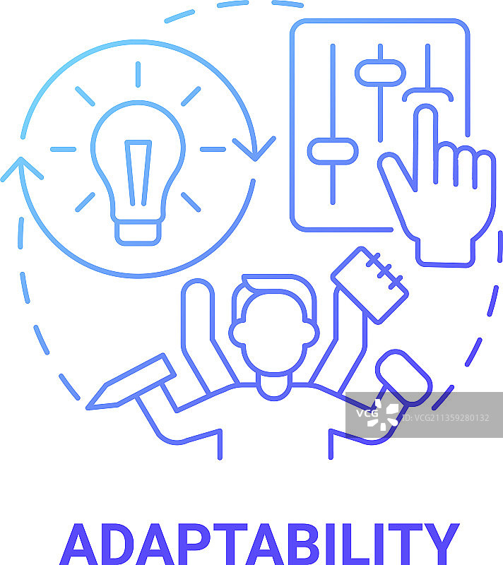 蓝色渐变适应性概念图标图片素材