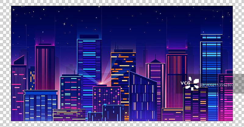 卡通蓝色灯光建筑物图片素材