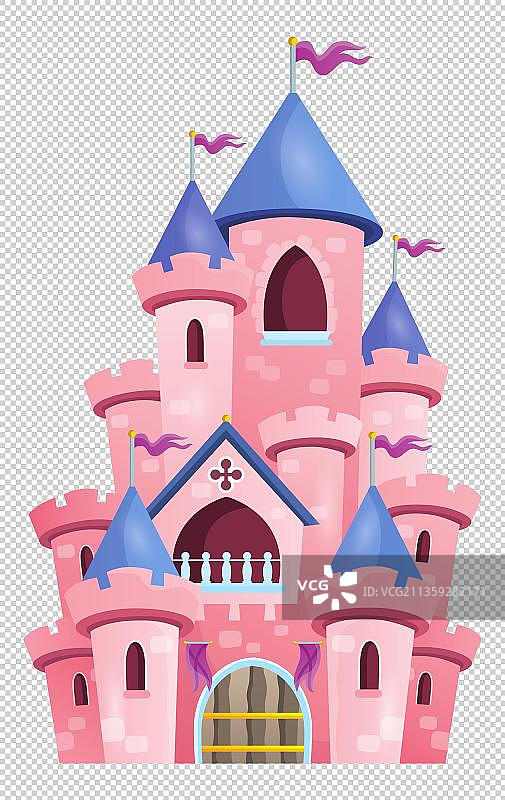 卡通粉色的城堡建筑物图片素材