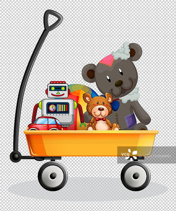 漫画风推车里的玩具图片素材