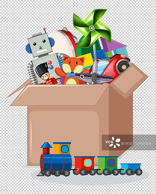 高清图纸盒里的玩具图片素材