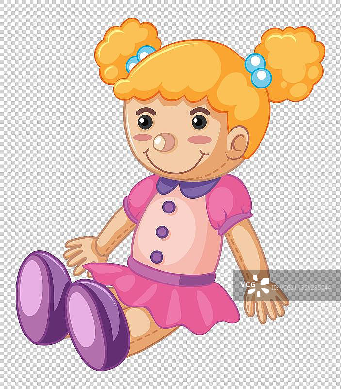 漫画风坐着的布娃娃元素图片素材