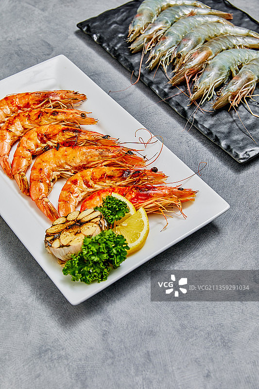 鲜虾、软体贝类、烤虾、食材、海鲜图片素材