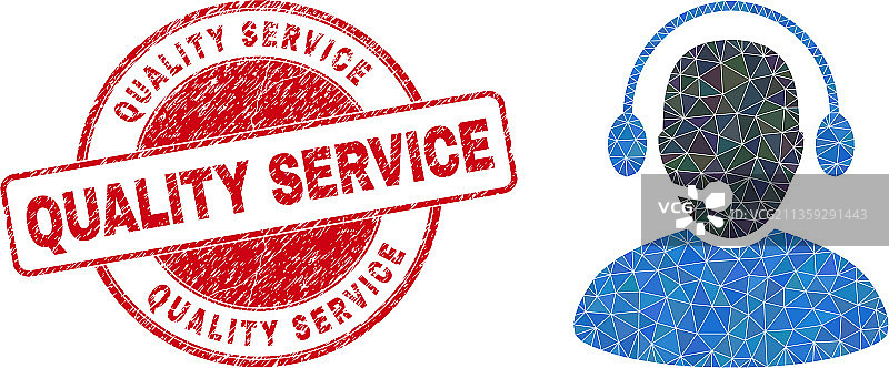 带划痕的优质服务圆形印章和电话图片素材