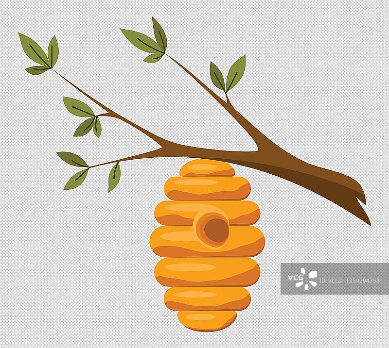 漫画风树上的蜂巢图片素材