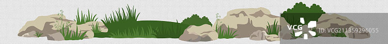 漫画风假山跟杂草元素图片素材