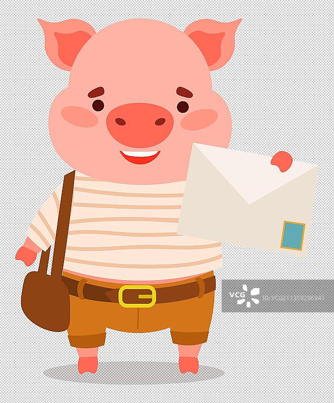 拿着信封的小猪元素图片素材